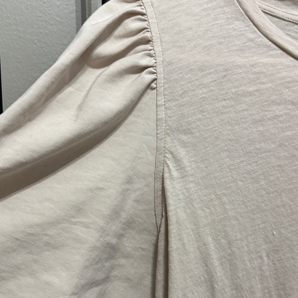 LOFT Women's Puff Sleeve Tee in Light Beige L cotton - Picture 4 of 9